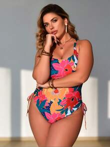 New European And American Style Plus Size Women's Conservative Strap Sexy One-Piece Swimsuit Bikini - hoa rum - Xem 2