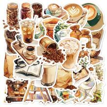 30张复古咖啡系列贴纸，优雅美观，适用于日记本、手机壳、平板电脑、水瓶、桌面、行李箱等，防水贴纸 - 彩色 - 查看 8