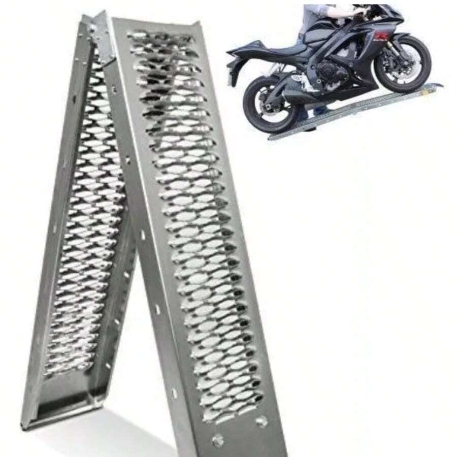 Rampa de Carga Plegable para 4x4, Motocicletas Todo Terreno, Camiones y ATVs - Rampa de Remolque Portátil para Trabajo Pesado con Mango en T y Gancho en U para Dirt Bikes, Cortadoras de Césped, Quitanieves y Más, Accesorio para Vehículos al Aire Libre | Equipo Todo Terreno Versátil | Estructura Metálica Duradera, Rampa para Camiones, Rampa para ATVs - A - Ver 1