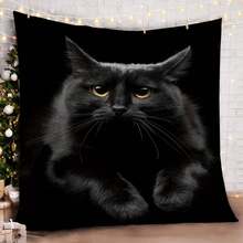A Black Cat Soft Flannel Blanket As A Gift For A Friend. - White - View 2