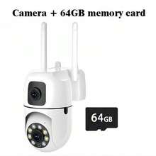 3MP+3MP 无线安防摄像头，双镜头室内监控，自动追踪报警，高清夜视，智能家居安防摄像头，适用于青少年监控，2.4GHz WiFi 室内/室外摄像头，支持 SD 卡/云存储（需额外付费），手机 App 控制镜头旋转 - 白色 - 查看 12