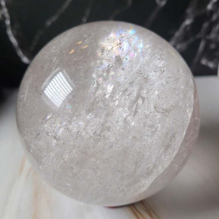 1PC Natural Quartz Crystal Ball Square Stone Ball, With Different Semi Transparent Interior Scenery, Desktop Ornament, Ornamental Item, Collectible. Best Gift For Family And Friends: Crystal Ball - Clear - View 18