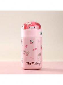 Miniso Sanrio Thermos Cup High-Value Cartoon Cute My Melody Stainless Steel Vacuum Flask With Rope Mini Portable Insulated Water Cup Water Bottle Tumbler 280ml/9.47oz - Pink - View 12