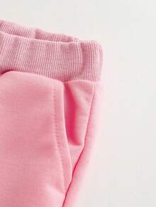 Baby Girls Autumn/Winter Outfit, Ruffle Collar Bow Pullover Sweatshirt, Hoodie, And Sports Pants Set - Apricot - View 3