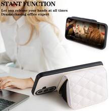 1pc Elegant Luxury Zipper Card Holder Crossbody Wallet Phone Case Compatible With Samsung Galaxy S25 Edge S24 S23 S22 S21 S20 FE Note 20 Ultra A17 A16 A15 A07 A52 A53 A54 A25 5G, Rhombus PU Leather Card Holder Wallet Case Compatible With Google Pixel 10 9 Pro XL 8 7 6 9a 8a, Multi-Functional Protective Case Compatible With Xiaomi Redmi Note 15 Pro 14 13 4G Poco C75 - White - View 4