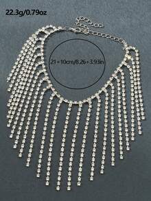 1 件时尚奢华水钻流苏脚链，优雅品质，适合派对和节日佩戴 - 銀色 - 查看 6