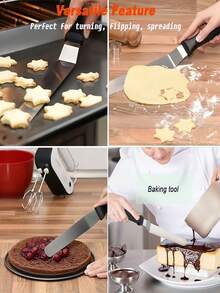 Stainless Steel Cake Scraper Set, Cream Smoothing Tool, Cake Scraper, Suitable For Baking, Pastry, Bread And Dessert Decoration, Cake Making Cream Spreading Tool, Kitchen Baking Accessories, Suitable For Home, Cake Shop, Party, Gift - Multicolor - View 10