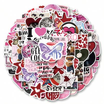 100 ملصق وردي جمالي، ملصقات Y2K، ملصقات جوهر Y2K، هدايا Y2K، ملصقات رجعية، ملصقات التسعينيات، ملصقات فينيل مقاومة للماء للأظرف وزجاجات المياه والكمبيوتر والأجهزة المحمولة والهواتف والأمتعة والدفاتر والثلاجات وغيرها