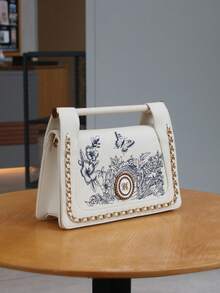 2026 New Autumn/Winter High-End Retro Chic Flap Handbag, Sophisticated Chinese-Style Hardware Design, Embroidered Flap Shoulder Bag, Versatile Large Capacity Women Tote Bag For Commuting - Multicolor - View 7