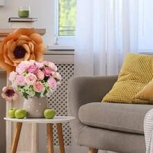 Geosar 8 Bundles Artificial Peonies Flowers Fake Silk Peony Bouquet Faux Peonies Flowers Bulk For Decoration Vase Floral Arrangements Wedding Party Table (Russet Red,Light Pink) - 赤褐色 - 查看 6