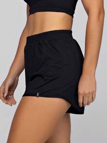 LOT FITNESS Women's Fitness Set: Gym Top With High Support And Loose-Fitting Double Shorts With Pockets - 黑色 - 查看 9