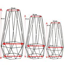 3 Suporte Para Vaso Tripé Plantas Jardim 60cm 45cm e 25cm Chão Diamante - preto - Visão 3