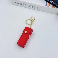 1 pieza 2026 Funda de labial de cuero con remaches, conveniente y exquisita, llavero colgante creativo, funda de labial, regalo perfecto para vacaciones, cumpleaños, regalo divertido, regalo de San Valentín, diseño realista, alta estética, adecuado para adolescentes, uso casual, alivio del estrés, también se puede usar como accesorio de broma divertida, decoración de escritorio, adorno lindo - Multicolor - Ver 11
