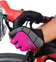 Souke Sports Guantes de ciclismo acolchados de medio dedo, guantes de bicicleta que absorben los golpes, antideslizantes, transpirables, para ciclismo de carretera, para hombres y mujeres - Negro-Negro - Ver 8