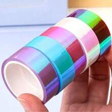 闪亮渐变胶带，DIY装饰，防水手工制作，色彩鲜艳，卡通风格，激光渐变贴纸，简约设计。适用于返校季、学习用品、冬季用品、感恩节、圣诞节、沙特国庆日、生日、节日、送给男女朋友的礼物以及成人礼物。 - A - 查看 2