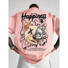 Basic Cotton Unisex T-Shirt Happiness Bear Street Style Streetwear Promotion Fast Shipping - 淺粉色 - 查看 3