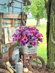 ArtiEleg 1/2/4 Bunches Artificial Gerbera Daisy Flowers, Realistic Purple And Pink Gerbera Daisies - High Quality Faux Flowers, Suitable For Apartment Decor, Rental Home Vases, Living Room Tabletop, Office And Outdoor Patio Spring Decoration - Purple - View 11
