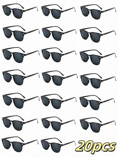 20pcs Retro Classic Square Fashion Eyeglasses, Black Vintage Style Adult Party Favors, Holiday Accessories, Everyday Wear, All Season