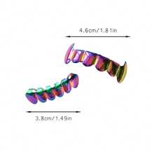 1 Set de Grillz de metal fundido de cobre con degradado de colores, accesorios de fiesta versátiles para hombres y mujeres - Multicolor - Ver 7