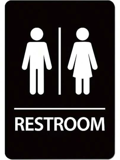 Restroom Signs For Home And Business, Self-Adhesive Waterproof Modern Unisex Bathroom Door Signage Sticker, Toilet Decor For House, Offices, Restaurants, Shop And Public Area