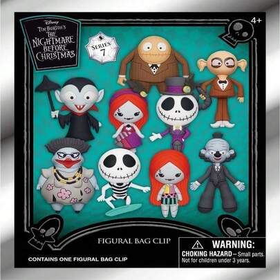 Disney 1 pieza Llavero de caja ciega con personaje de anime 3D de la serie con licencia oficial de NBC, selección aleatoria de Jack, Sally u otros personajes, regalo perfecto de cumpleaños o Día de San Valentín para familiares y amigos
