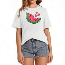 Watermelon Slice Melon Summer Vacation Season Fruit Lovers T-Shirt, 220g Pure, Casual Crew Neck, Great For Casual Gatherings And Social Events. - Black - View 2
