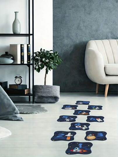 Creative Rocket & Planet Space Wall Stickers, Astronaut Exploring Space Room Floor Decals Suitable For Bedroom, Nursery Wall Decor, Baby Room, Living Room, Hallway, Playroom