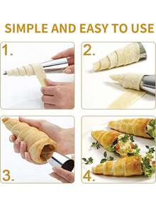 3/10/20pcs Cone-Shaped Cream Horn Molds, Non-Stick Stainless Steel Cannoli Tube Baking Molds, 5 Inch Large Cannoli Tube Set, Includes Baking Cones, Pastry Rolls, Croissant Molds. For Baking Croissants, French Cream Rolls, Etc. - Multicolor - View 4