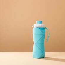 1pc Silicone Collapsible Sport Water Bottle 600ml Retractable Travel Outdoor Gym Water Cup Portable Sport Cups - 藍色 - 查看 8