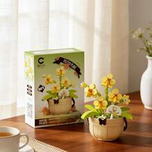 永生花篮（雏菊、玫瑰、郁金香、康乃馨、向日葵、百合、菊花、扶桑、风信子等），DIY生日礼物，串珠积木，拼图和拼贴画配件 - 彩色 - 查看 7