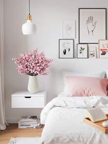 4束仿真樱花，粉色，质感逼真，如丝绸般柔软，适合插花、家居/办公室装饰、婚礼庆典、春季室内/室外装饰、餐桌摆设等场合。 - 彩色 - 查看 4