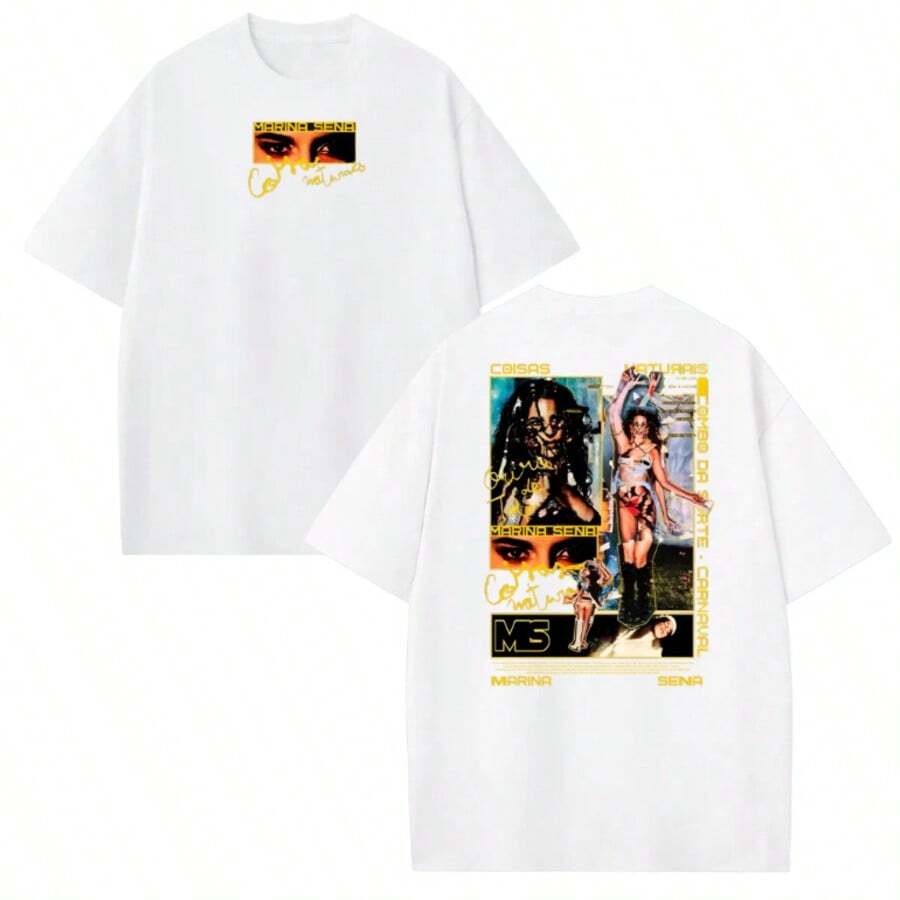 Unisex T-Shirt With Marina Sena 007 Print, Casual Summer T-Shirt, High Quality, On  - Immediate Shipping. - 白色 - 查看 1