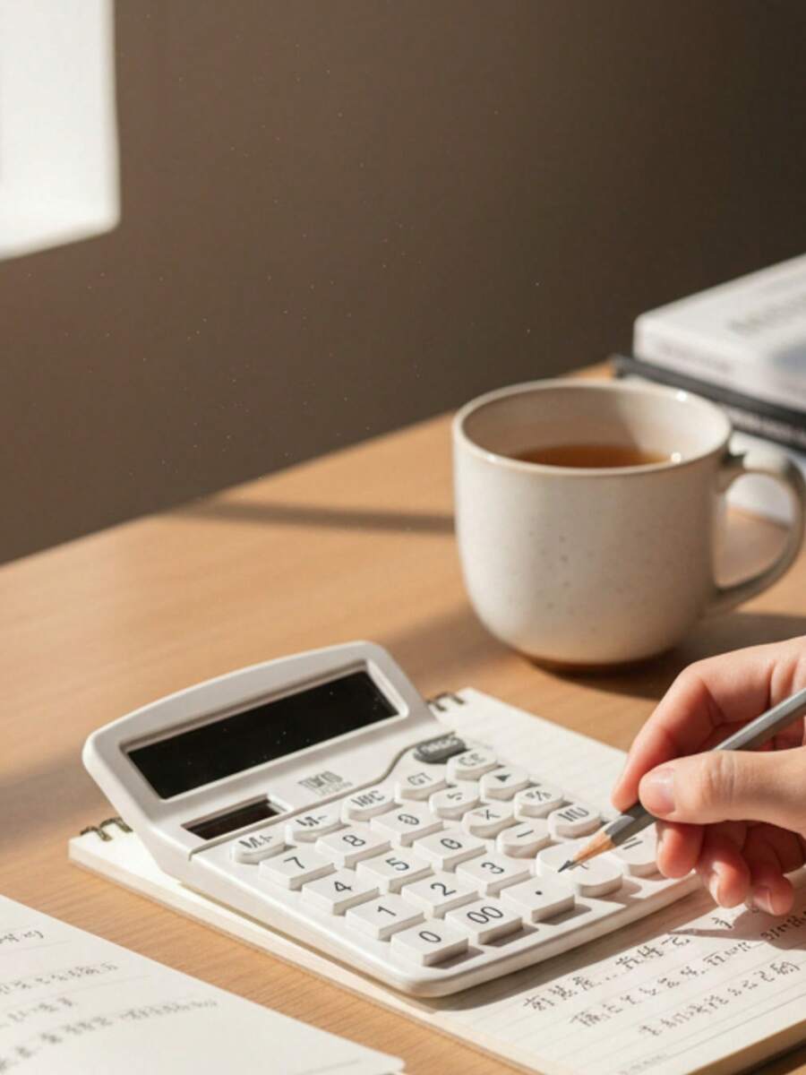 Calculadora Comercial de 12 Dígitos com Tela Grande (Dual Power Solar ou a Pilha) - branca - Visão 1