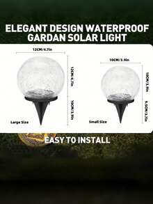 1pc Solar Powered Outdoor Garden Light, 30LED Cracked Glass Ball Light, Ground Landscape Garden Decoration Light, Garden Decoration Ice Ball Light Pathway/Patio/Lawn/Yard Solar Ball Decorative Light (Includes Ground Stake) - Multicolor - View 11