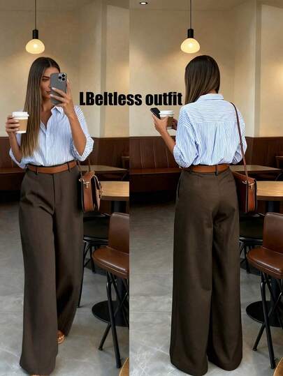 Vintage High-Waisted Women's Suit Pants, Loose Fit Design, Excellent Drape, Suitable For Office Wear, Lightweight Fabric, Ideal Choice For Spring/Summer