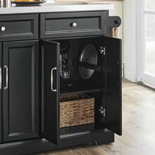 SoBuy FKW71 Kitchen Island With 4 Hidden Wheels, Kitchen Trolley With Extendable Worktop, Kitchen Cabinet, Serving Trolley, Wood, WDH Approx.: 115x92x46-71cm - Black - View 11