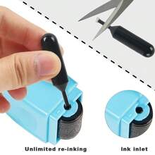 6 Pcs Identity Theft Protection Roller Stamp Ink Set, Data Defender Ink Refills - Black - View 6