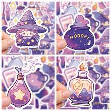 50 piezas Pegatinas de dibujos animados de pociones mágicas de color púrpura gótico, adecuadas para scrapbooking, diarios, portátiles, botellas de agua, coches, diseños basados en la fe con mensajes positivos, gran regalo - Multicolor - Ver 1