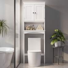 Asofer Toilet Shelf, Over-The-Toilet Cabinet, Toilet Cabinet With Doors, Adjustable Shelves, Open Storage, For Bathroom, 60 X 24 X 168 Cm, White - trắng - Xem 2