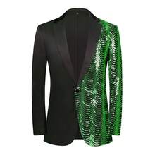Men's Sequin Fish Scale Sequin Suit Jacket, Banquet Stage Performance Formal Wear, Party Nightclub Style - Green - View 2
