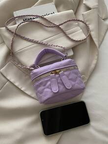 Lightweight Mini Chain Bag Quilted Handbag Bucket Bag Suitable For Girls, College Students And Office Workers - Purple - View 6