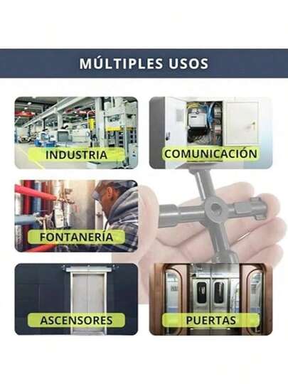 4-Point Multifunctional Universal Wrench - Black | Multipurpose Wrench For Water Meters | Electrical Cabinets | Gas Meters | Valves | Elevator