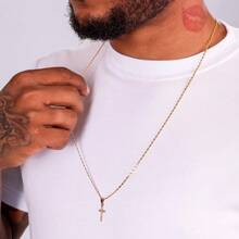 Corrente Piastrine 2mm + Pingente - Banho Ouro 18k - Dourado - Visão 4