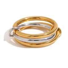 A Niche Two-Color Four-Ring Copper Jewelry Ring,, Ins Style, Stacking Artifact, Suitable Young Wome Jewelry - r905b - Xem 12