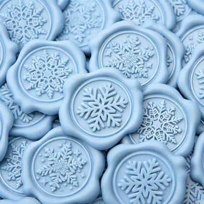 40张蓝色3D立体雪花蜡封贴纸，自粘雪花封口贴纸，适用于圣诞节、冬季贺卡、信封、礼品包装装饰，4种图案