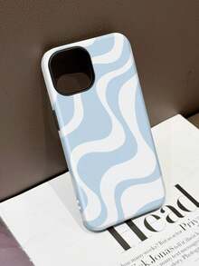 White Blue Irregular Ripples Fashion Wave Ripples 1pc Artistic Water Wave Glossy 2-In-1 Filmstrip Hard Phone Case Suitable Compatible With Samsung/ 11/12/13/14/15/16/17 Pro Max Spring Gift - Multicolor - View 2
