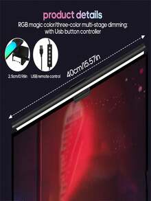 1条30厘米/40厘米RGB/三色背光USB LED显示器灯条，电脑显示灯，LED按键控制游戏屏幕灯，无屏幕眩光，保护眼睛，适用于家庭办公室，USB灯带 - 均碼 - 查看 12