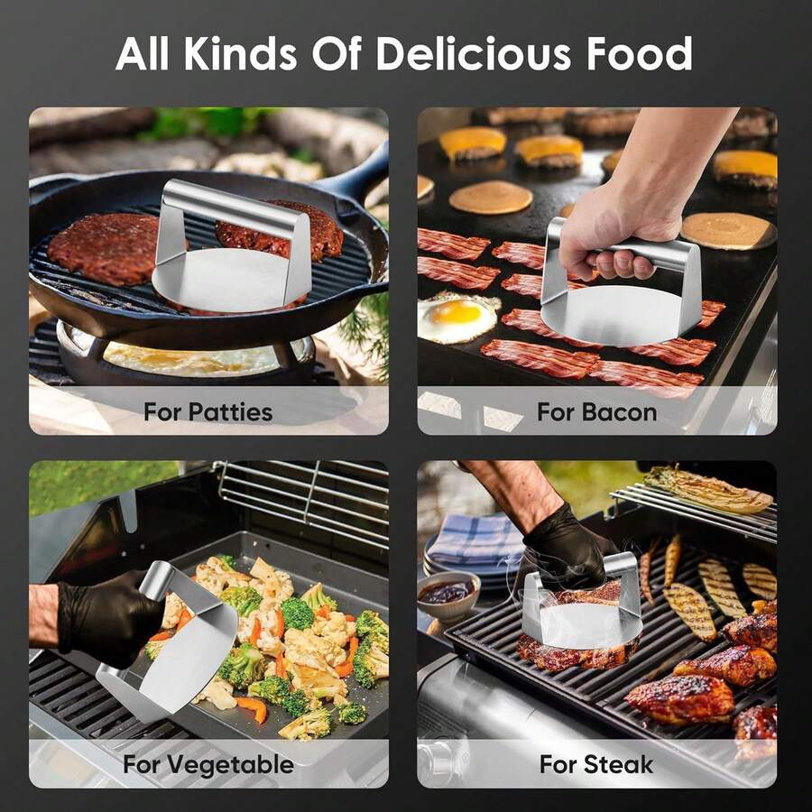 Prensa de carne de acero inoxidable, molde para hamburguesas, herramienta para prensar bistecs y hamburguesas - Multicolor - Ver 1