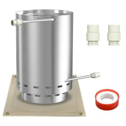 Pool Heater, Wood-Fired Pool Heater With Firebox, Pool Stove, Wood Barrel, Stainless Steel Pool Heater, Wood Stoves, 32/38 Mm Fittings, 30 Cm X 45 Cm