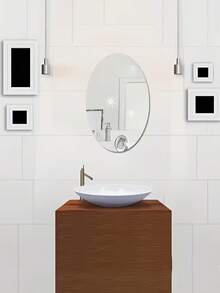 Gương dán tường hình oval tối giản hiện đại, 30 x 40 cm, tự dính, không cần khoan để lắp đặt, bề mặt gương độ nét cao, thích hợp cho phòng tắm, khu vực trang điểm và phòng thay đồ - Thiết kế không khung và nhẹ, bề mặt gương nhẵn mịn, họa tiết hoa, hoàn toàn phù hợp với trang trí nhà tối giản, lắp đặt không cần khoan | Gương họa tiết hoa | Gương nhẹ, trang trí phòng tắm - Miếng dán tường gương - Xem 5